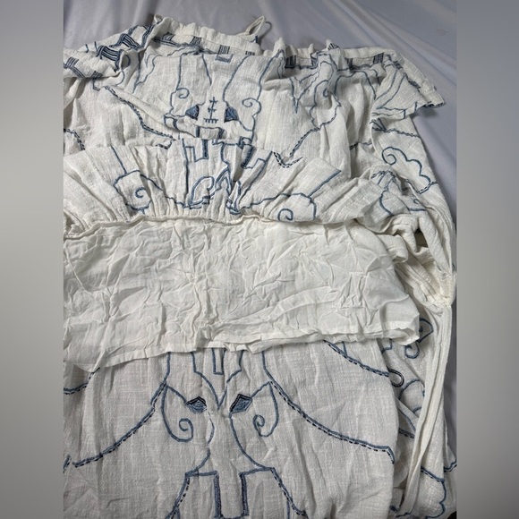 Free People Dreamer's Cove Maxi Dress Boho Blue White Embroidered Womens XS - Picture 6 of 10